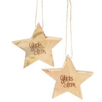 Artikel Glücksstern Deko Holzstern Natur 8cm Hängend 8er Set