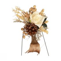 Artikel Grabgesteck-Zubehör, 4-fach sortiert, 28-tlg, 14–18 cm, Naturfarben und Creme