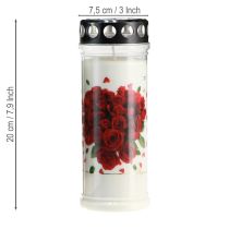 Artikel Grabkerze Rosen Grablicht Weiß 7 Tage Ø7,5cm H20cm 2St
