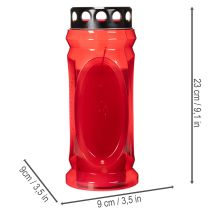 Artikel Grabkerze Rot Deckel Schwarz Gedenkkerze 4 Tage H22,5cm