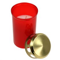 Artikel Grablicht Zylinderform Rot Kunststoff Ø6cm H10cm 12er-Set mit Deckel