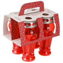 Artikel Grablichter Rot Grabkerzen Brenndauer 18h Ø9cm H19cm 4 St