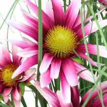 Artikel Gras mit Echinacea künstlich im Topf Pink 63cm