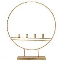 Artikel Großer Stabkerzenhalter im Ring Metall Gold Antik H77cm Für 4 Kerzen