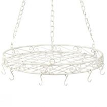 Artikel Hängedeko Metall Tablett mit Haken in Weiß Ø29,5cm H55cm