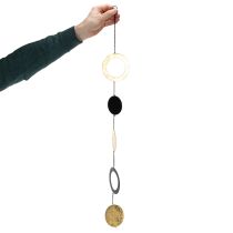 Artikel Hängedekoration aus Metall, 80 cm, Schwarz-Gold, mit Kreisen und Scheiben für Fensterdeko