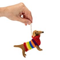 Artikel Deko-Anhänger Dackel aus Filz, 16 cm, Set mit 2 Stück, Braun