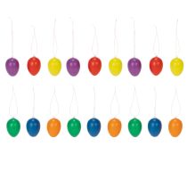 Artikel Ostereier Anhänger aus Kunststoff 6 cm bunt für Frühlings- und Osterdekoration, 24er-Set