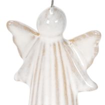 Artikel Engel Anhänger aus Keramik 8 cm grau 4er-Set für Weihnachtsbaum