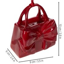 Artikel Deko-Handtasche mit Schleifenmotiv zum Aufhängen aus Polyresin 10 cm Bordeauxrot