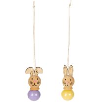 Artikel Hasen Holzanhänger Ostern 4 cm mit Glocken für Osterbaum und Frühlingsdeko, 12 Stück