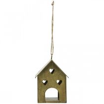 Artikel Weihnachtsanhänger Metallhäuser mit Herzmotiv Gold 9,5cm 3 Stück