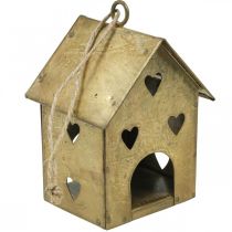 Artikel Weihnachtsanhänger Metall Haus Vintage Gold H9,5cm 3St