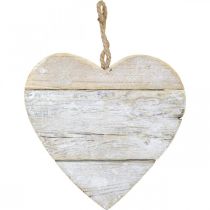 Herz aus Holz, Dekoherz zum Hängen, Herz Deko Weiß 24cm