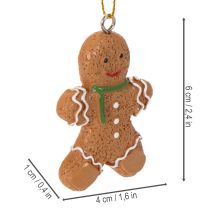 Artikel Deko-Anhänger Lebkuchenmännchen 6 cm Polyresin Braun Rot 12er-Set