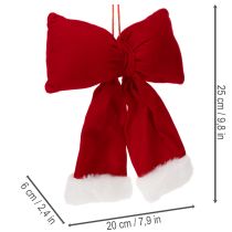 Artikel Dekoschleife Flanell Rot mit Plüschrand 25 cm zum Aufhängen