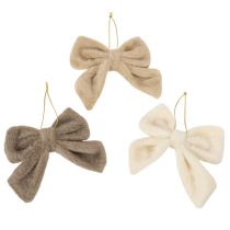 Artikel Dekoschleifen Plüsch mit Aufhänger 14 x 16 cm Braun Beige Creme 3er-Set