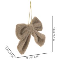 Artikel Dekoschleifen Plüsch mit Aufhänger 14 x 16 cm Braun Beige Creme 3er-Set