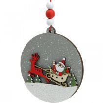 Artikel Weihnachtsanhänger aus Holz Ø 8,5 cm mit Schneemann, Santa und Reh, 6er Set