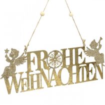 Artikel Weihnachtsschilder aus Metall, "Frohe Weihnachten", Gold, 27/28×11 cm, 2er-Set