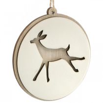 Artikel Holzanhänger Rehe Ø9,5cm, natur und weiss, 6-teilig