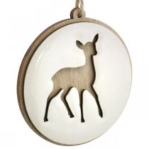 Artikel Holzanhänger Rehe Ø9,5cm, natur und weiss, 6-teilig