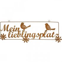 Artikel Dekohänger mit Vögeln, “Mein Lieblingsplatz”, Gartendeko Edelrost L55cm H20cm
