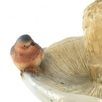 Artikel Deko Pilz aus Polyresin mit Vogel, Herbstdeko zum Aufhängen Ø15cm H12cm Blau-Weiss