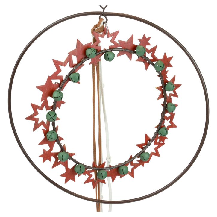 Artikel Weihnachtliche Hängedeko aus Metall und Holz mit Sternen, Ø19cm
