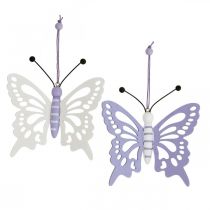 Artikel Dekohänger Schmetterlinge Holz Lila/Weiß 12×11cm 4St