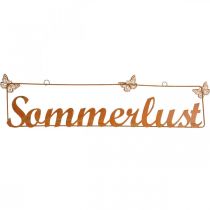 Gartendeko mit Schmetterlingen, Hänger “Sommerlust”, Metalldeko Edelrost L54,5cm H14cm