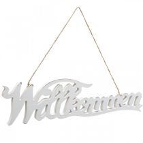 Artikel Holzschild "Willkommen" zum Aufhängen, Weiss, ca. 9 × 34 cm, Set mit 6 Stück