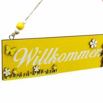 Artikel Willkommensschild aus Holz mit Bienenmotiv, 24.5 × 6.5 cm, Gelb und Weiss, 4 Stück