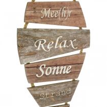 Artikel Maritime Wanddekoration Fisch aus Holz mit Baumwollkordel 27 x 55 cm Braun Beige Creme