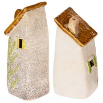 Artikel LED-Keramikhäuser 15cm, 2er-Set, Handbemalt, Tischdeko für Innen