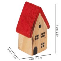 Artikel Holz-Dekohaus-Set mit roten Dächern und Tannenbäumen 12 cm 6-teilig
