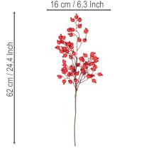 Artikel Künstlicher Hagebuttenzweig aus Kunststoff mit glänzenden roten Beeren 62 cm