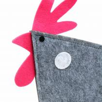 Deko Hahn aus Filz mit Punkten Grau, Weiß, Pink 30cm x 5cm H31,5cm Osterdekoration, Schaufenster
