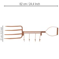 Artikel Hakenleiste aus Metall in Edelrost-Optik, Heugabel-Design, 4 Haken, 62 cm