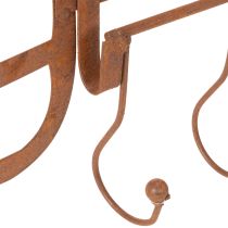 Artikel Hakenleiste aus Metall in Edelrost-Optik, Heugabel-Design, 4 Haken, 62 cm