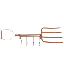 Artikel Hakenleiste aus Metall in Edelrost-Optik, Heugabel-Design, 4 Haken, 62 cm
