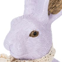Artikel Osterhase Dekofigur aus Kunstharz mit Schleife, lila, 27 cm, für Frühlings- und Osterdekoration