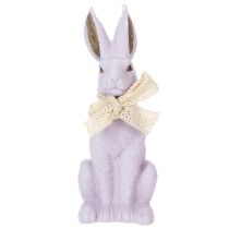 Artikel Osterhase Dekofigur aus Kunstharz mit Schleife, lila, 27 cm, für Frühlings- und Osterdekoration