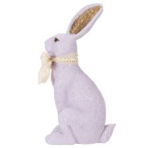 Artikel Osterhase Dekofigur aus Kunstharz mit Schleife, lila, 27 cm, für Frühlings- und Osterdekoration