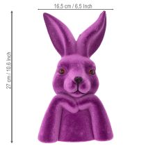 Artikel Hasenbüste Denkend Beflockt Violett 16,5×13×27 cm Osterdekoration