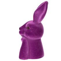 Artikel Hasenbüste Denkend Beflockt Violett 16,5×13×27 cm Osterdekoration
