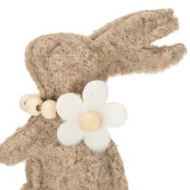 Artikel Osterhase Filzfigur auf Stab 42 cm Braun mit Blumenverzierung 8 Stück