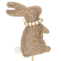 Artikel Osterhase Filzfigur auf Stab 42 cm Braun mit Blumenverzierung 8 Stück