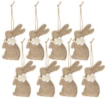 Artikel Filz Osterhase Hängedekoration 14cm Beige mit Blüte 8er Set für Fenster