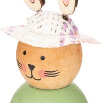 Artikel Holz Osterhasenfiguren 9 cm, grün und mint, dekorative Tisch- und Frühlingsdekoration, 8 Stück